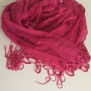 Sequined and lace dark pink Wrap scarf 🧣